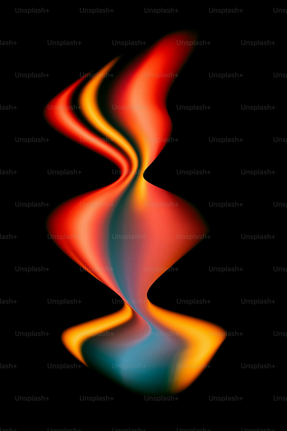 a black background with a red and blue swirl