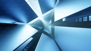 an abstract image of a blue and white structure