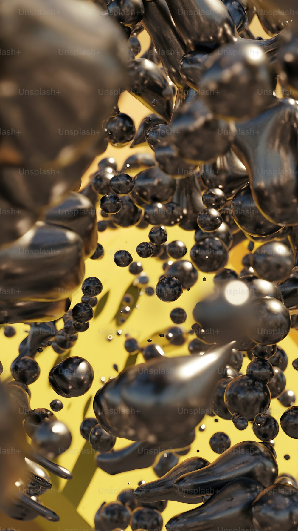 a close up of a bunch of black objects