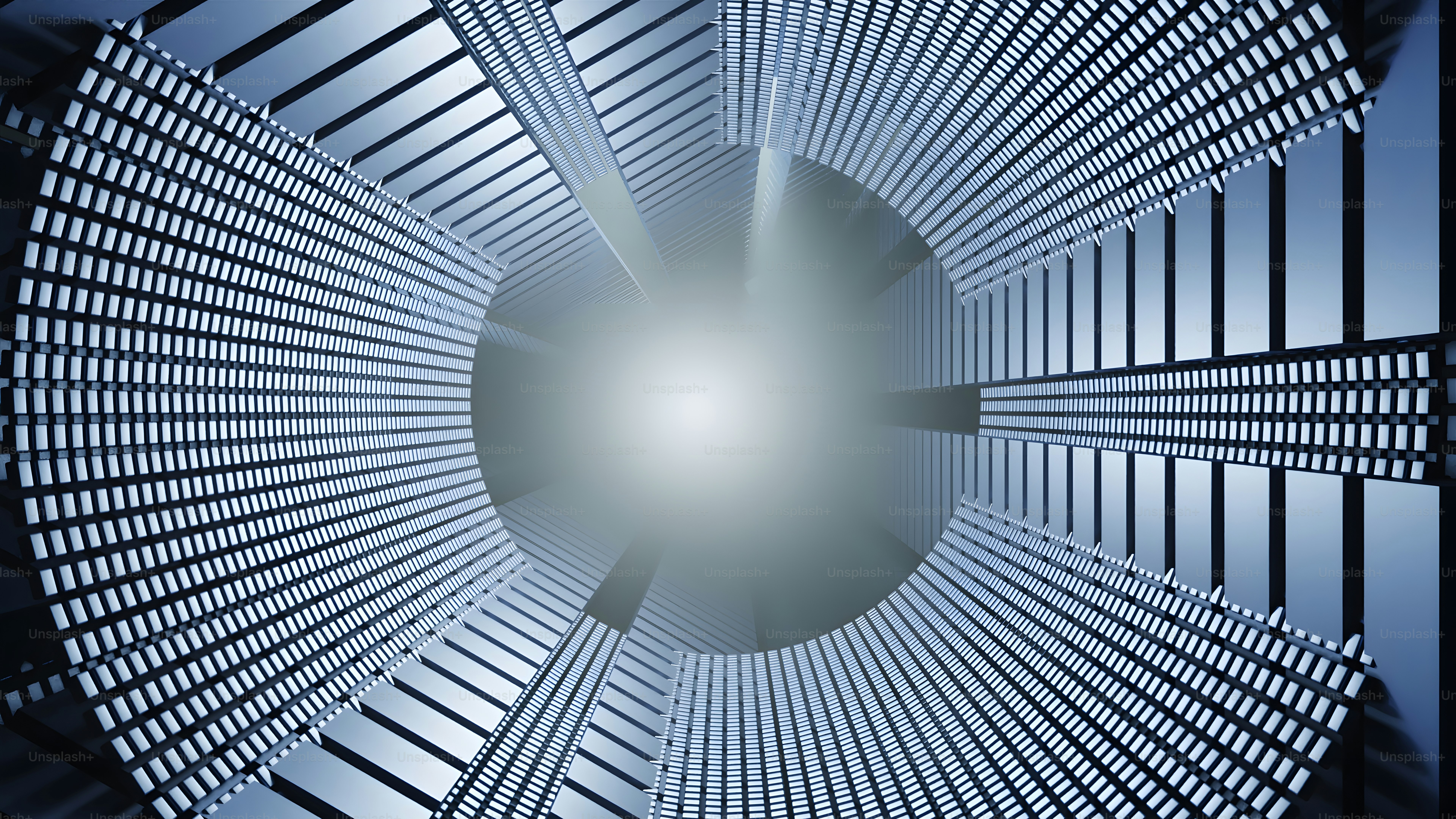 An abstract image of a circular structure with a blue center photo – 3d ...
