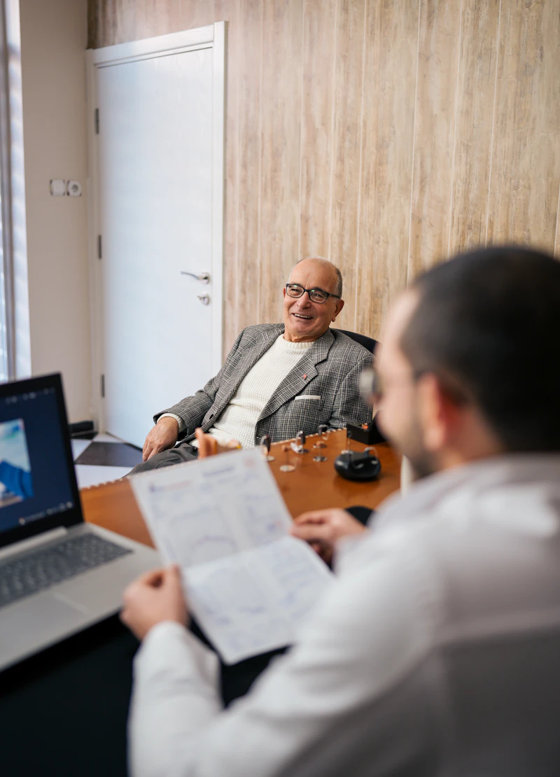 Person reviewing clinical information at desk