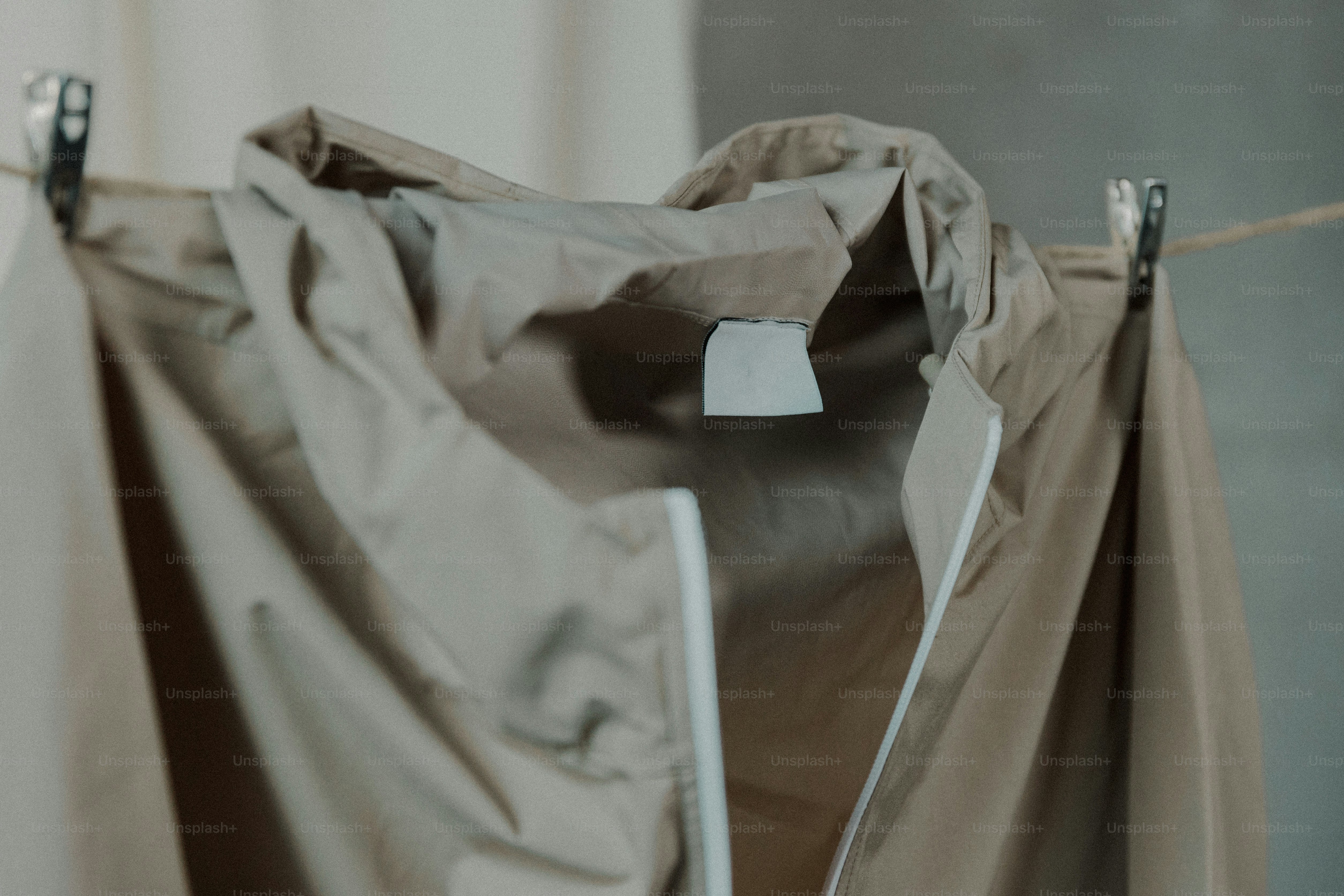 a piece of cloth hanging on a clothes line