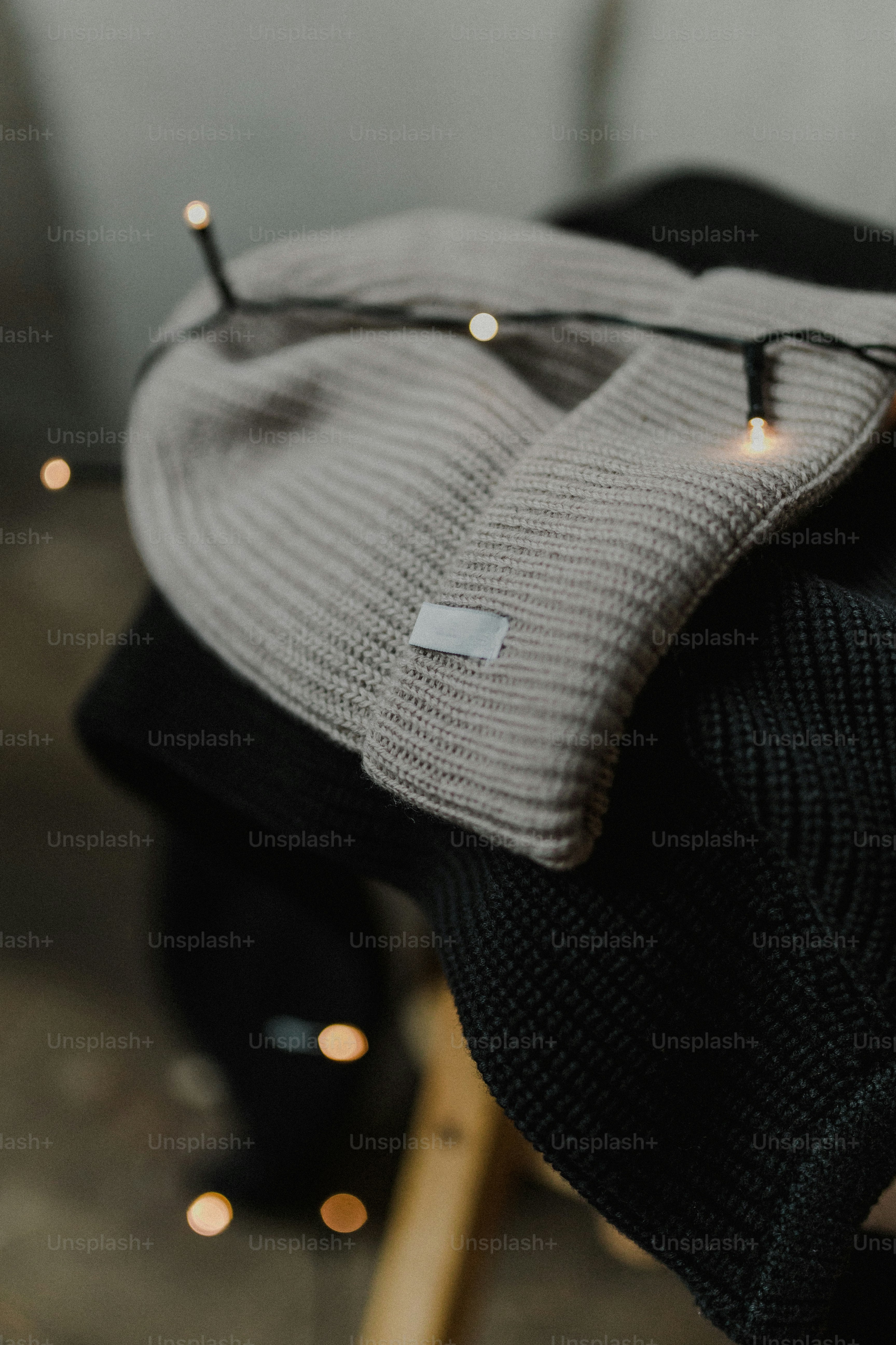 a person wearing a hat with lights on it