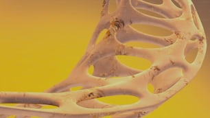 a close up of a tennis racket with a yellow background