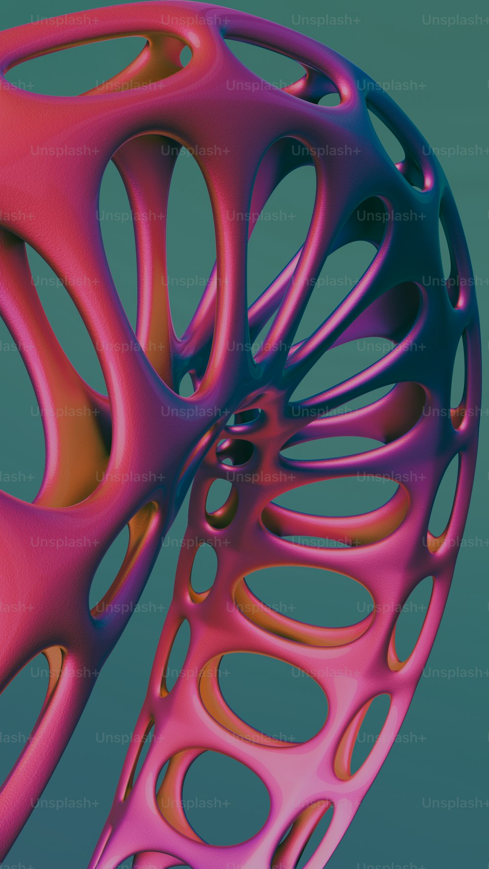 uma imagem 3D de um objeto rosa e azul