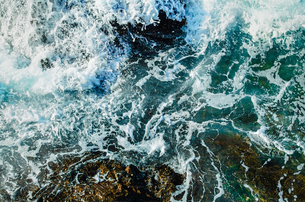 an aerial view of a body of water