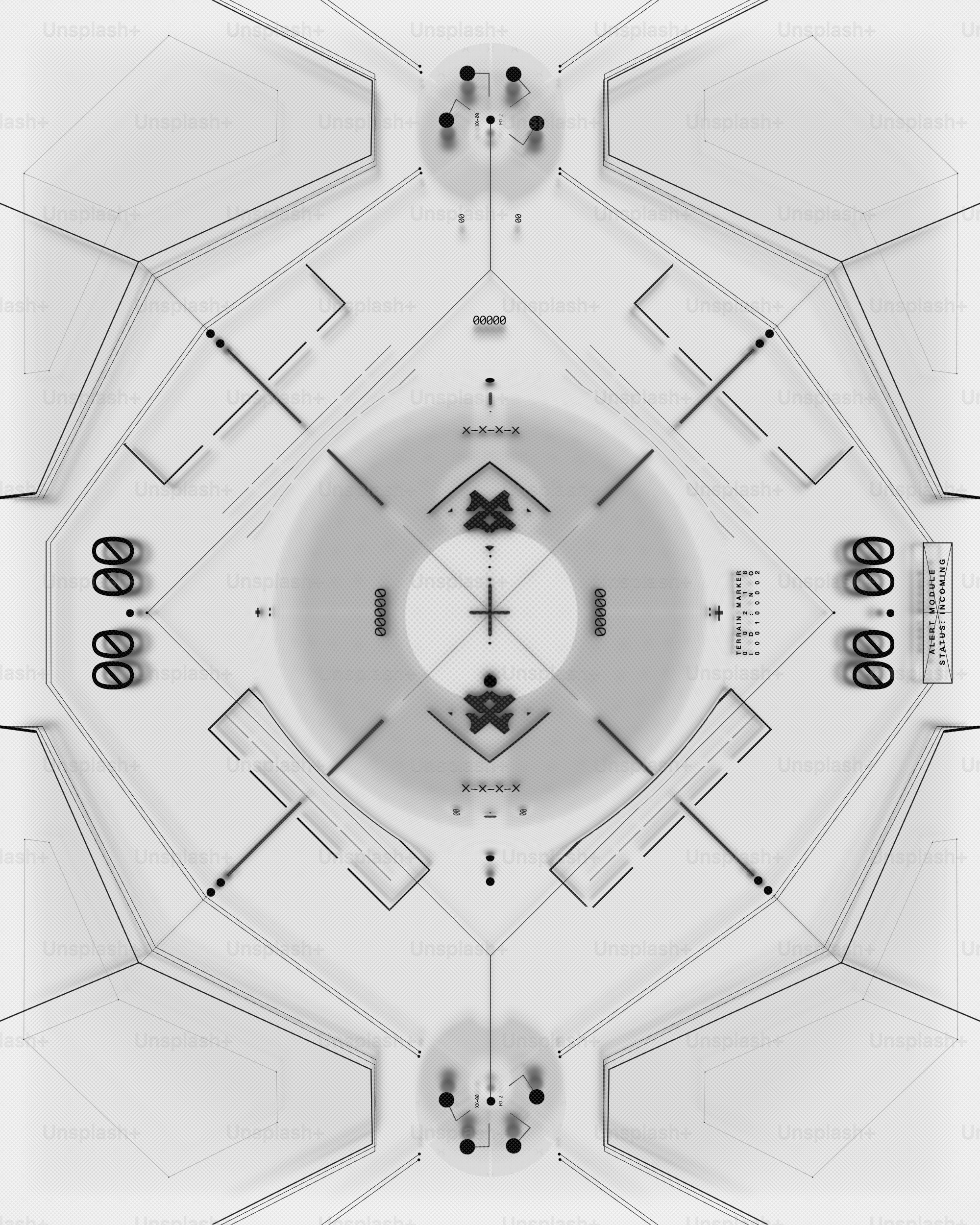 uma foto branca e preta de uma estrutura circular