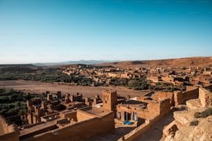 a view of a village in the middle of a desert