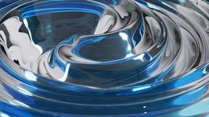 a close up of a blue and silver object