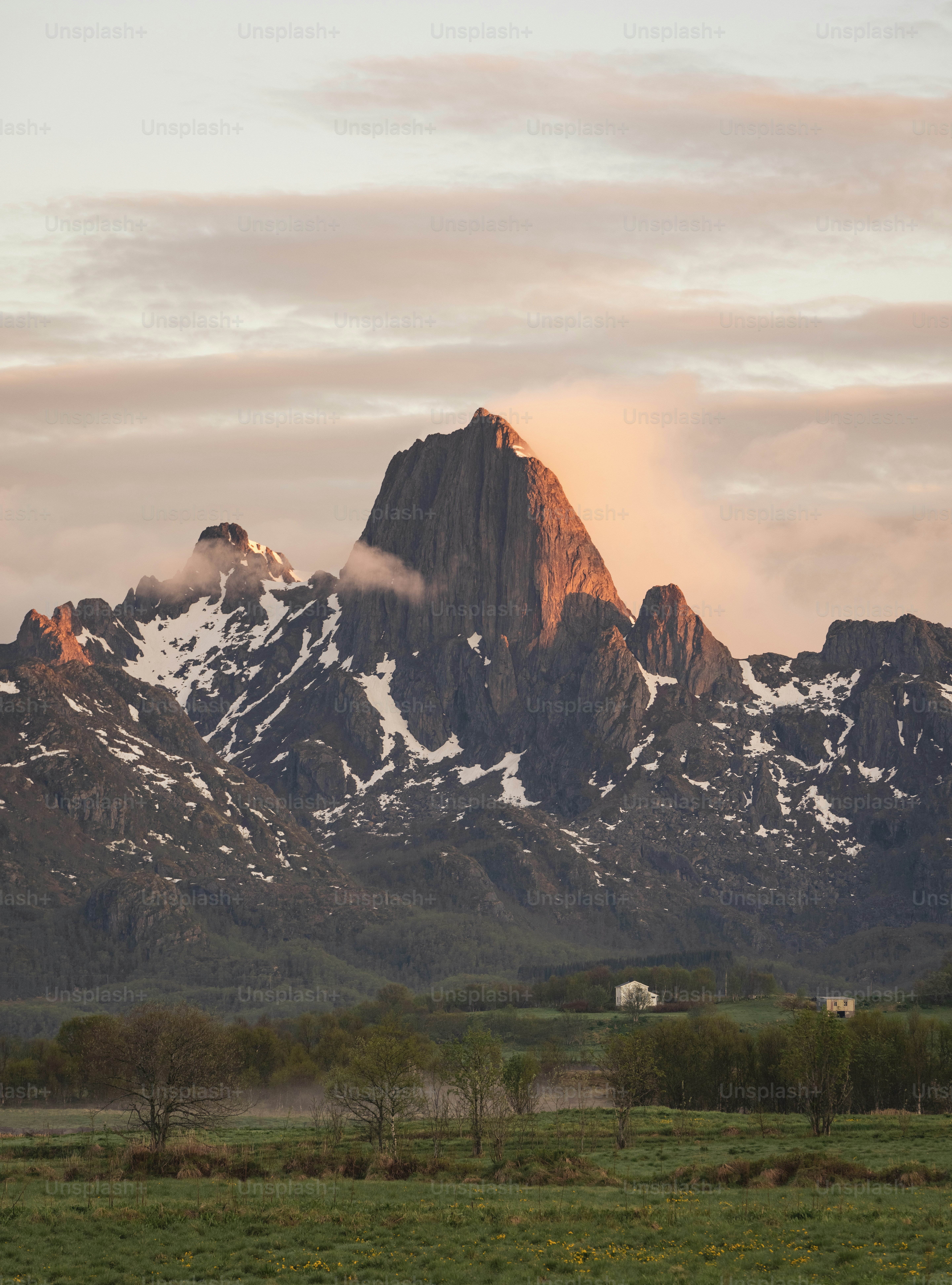 a mountain range with snow on the top