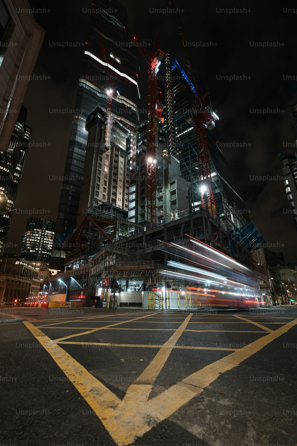 a city street with a lot of tall buildings