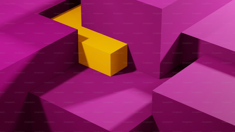 Ein gelbes Objekt befindet sich in der Mitte eines violetten Hintergrunds