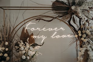 a lighted sign that says forever my love