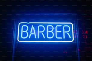 a neon sign that says barber on it