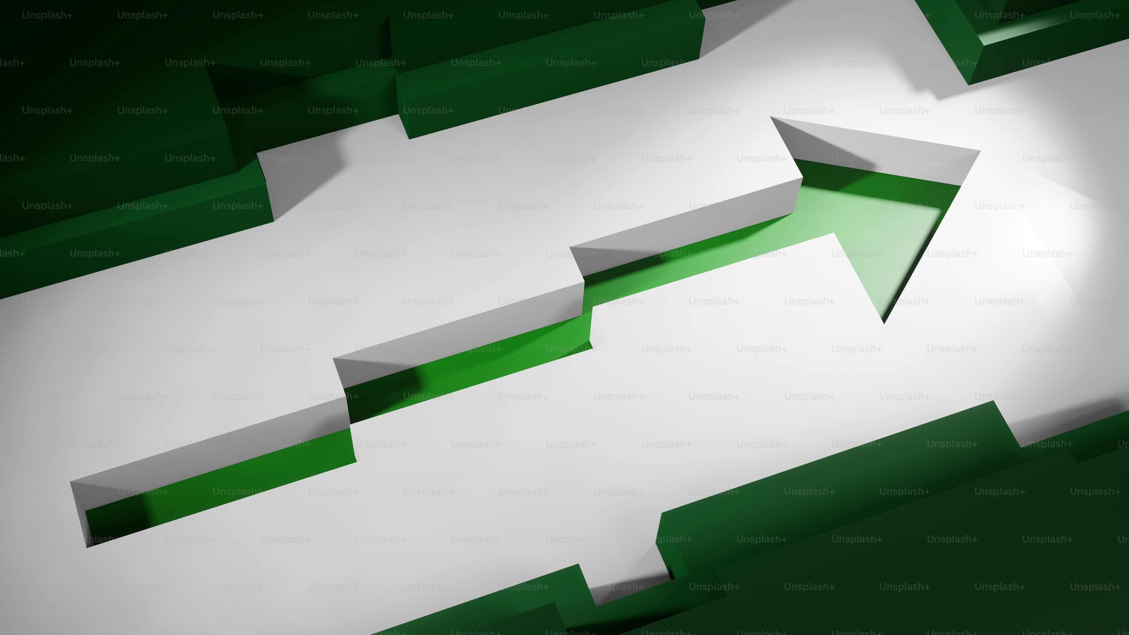 녹색 화살표가 있는 흰색과 녹색 벽