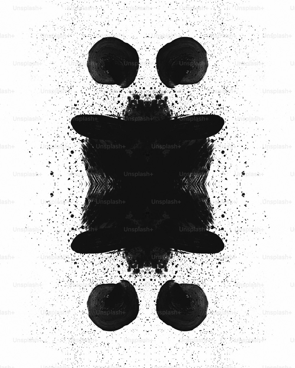 a black and white painting with dots on it