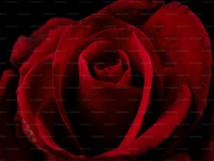 a close up of a red rose on a black background