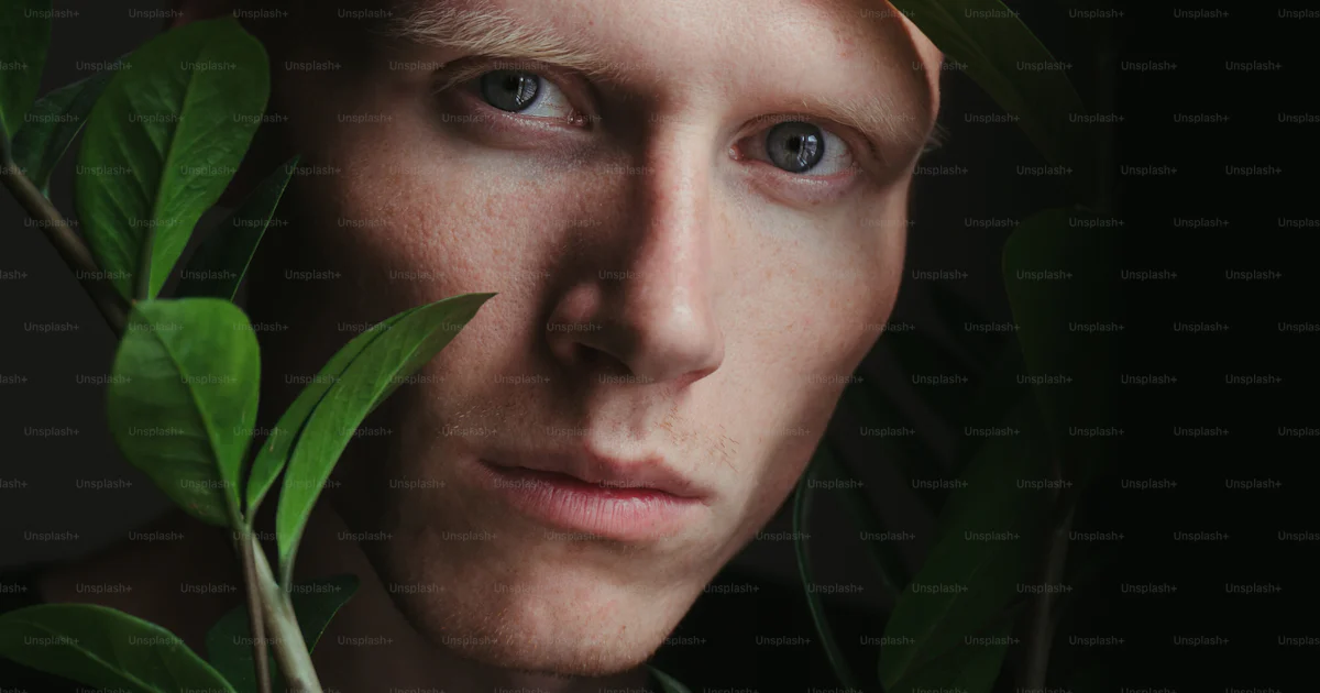 A man with a plant in front of his face photo – Portrait Image on Unsplash