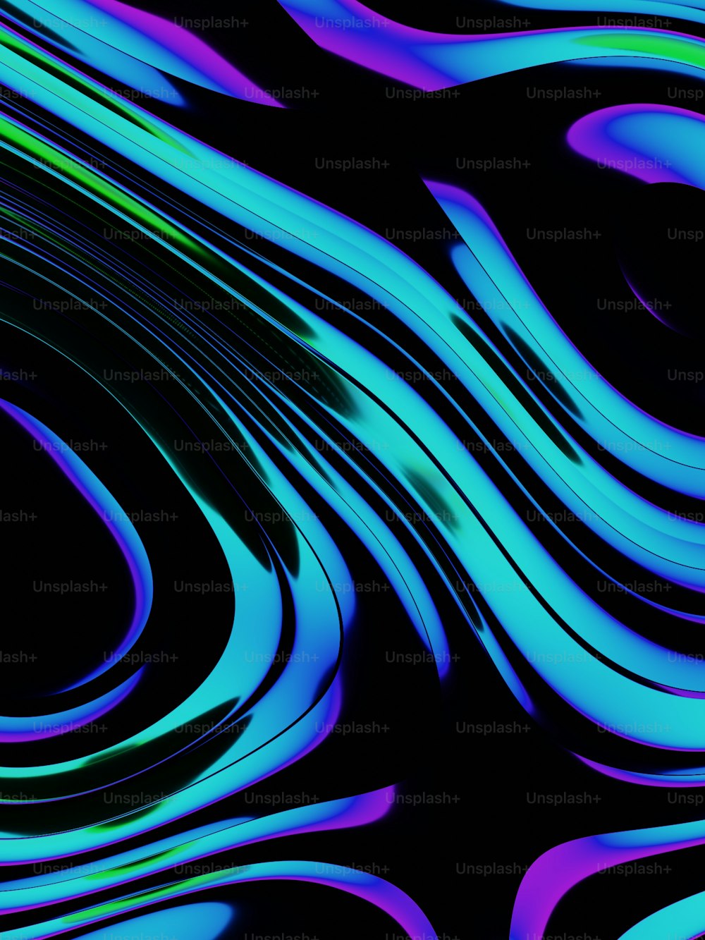 a black background with blue and purple swirls