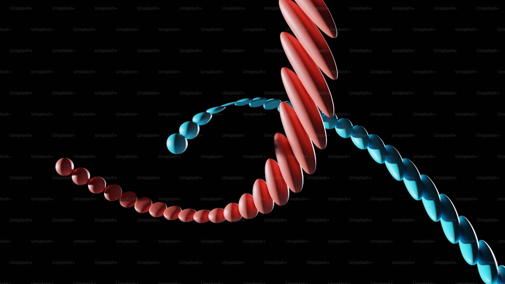 ein rotes und blaues spiralförmiges Objekt auf schwarzem Hintergrund