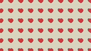 a group of red hearts on a white background