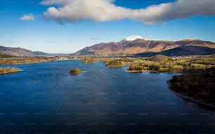 a large body of water surrounded by mountains