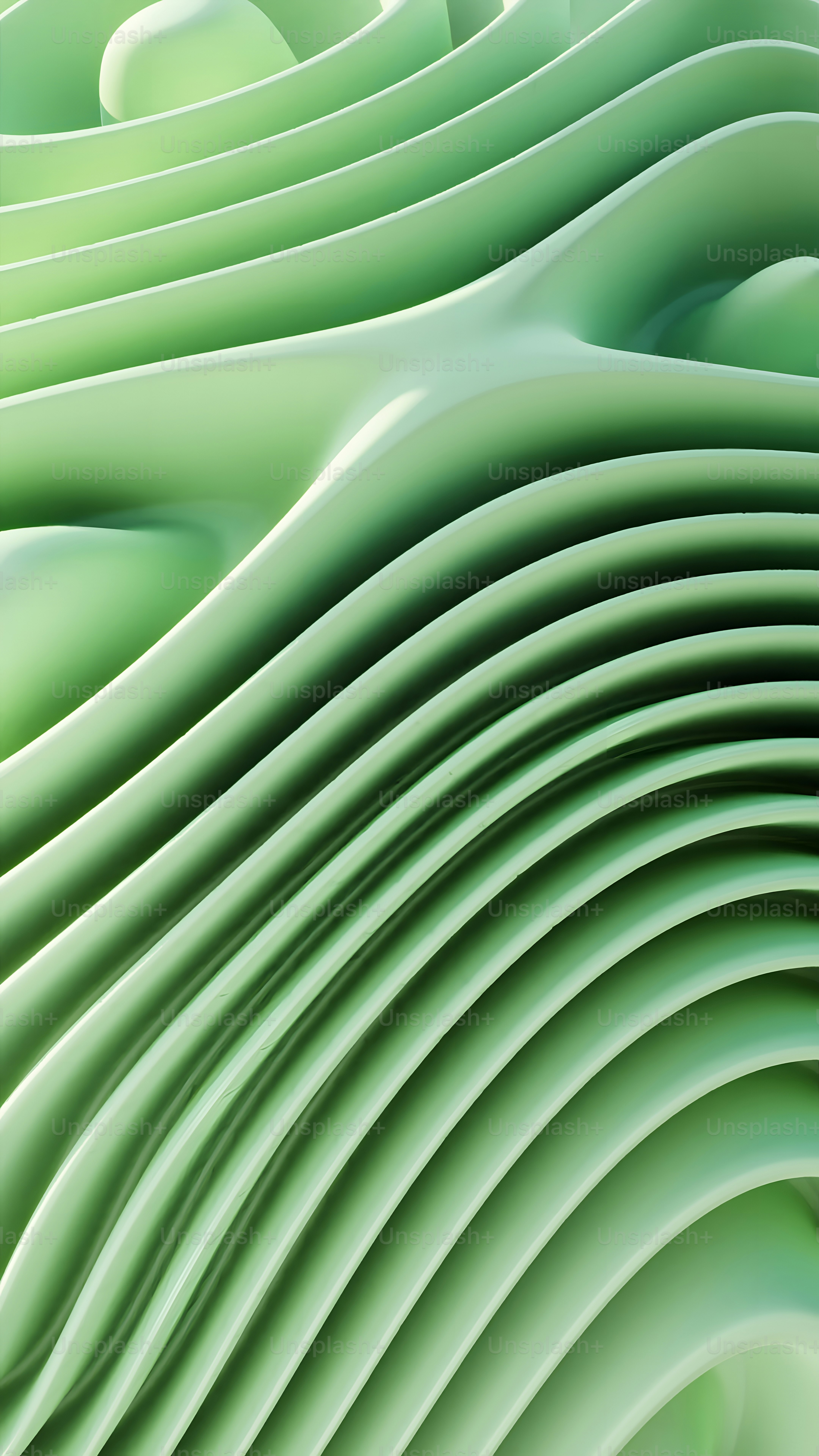 Un fondo abstracto verde con líneas onduladas