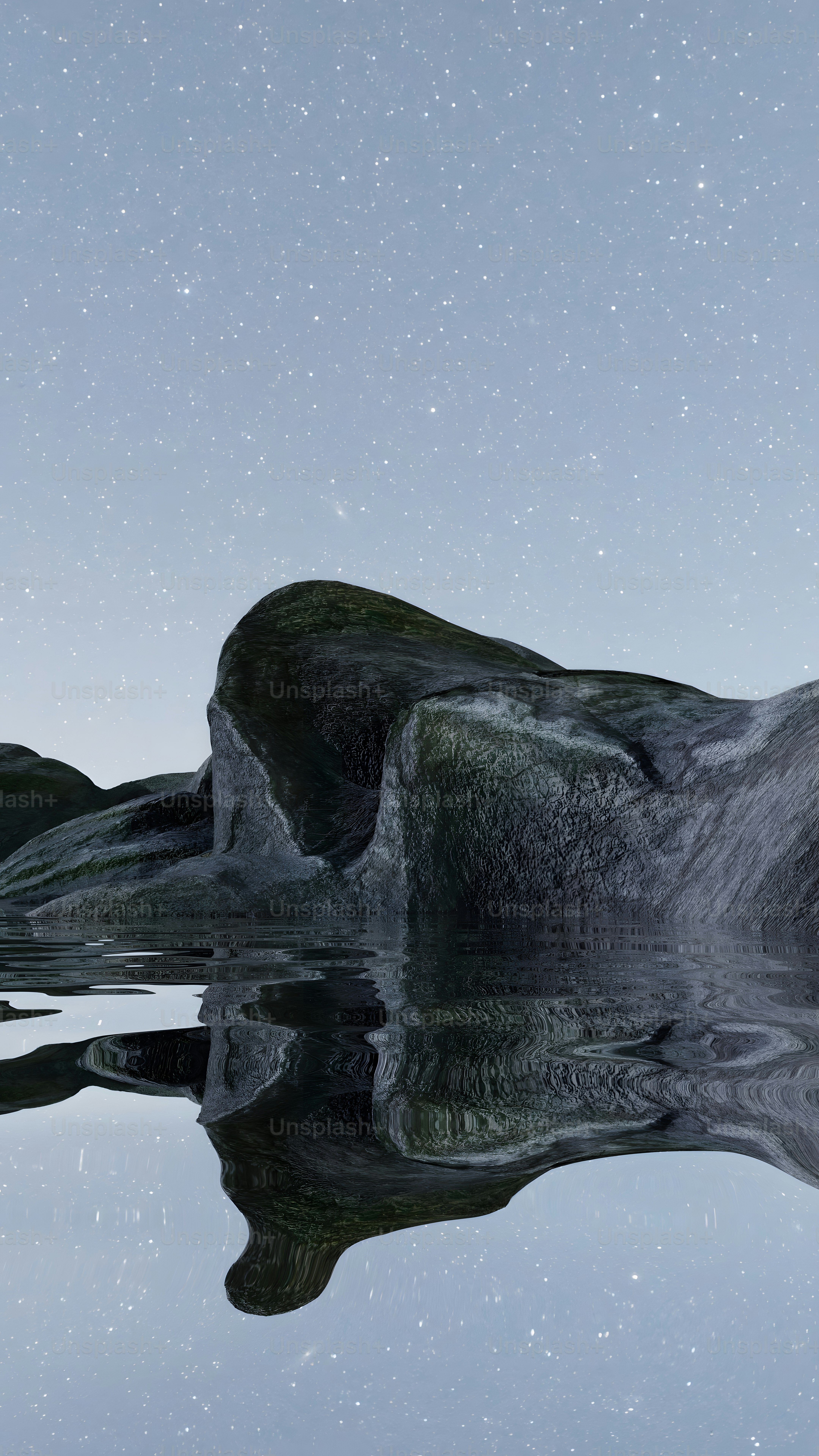 물 한가운데있는 큰 바위