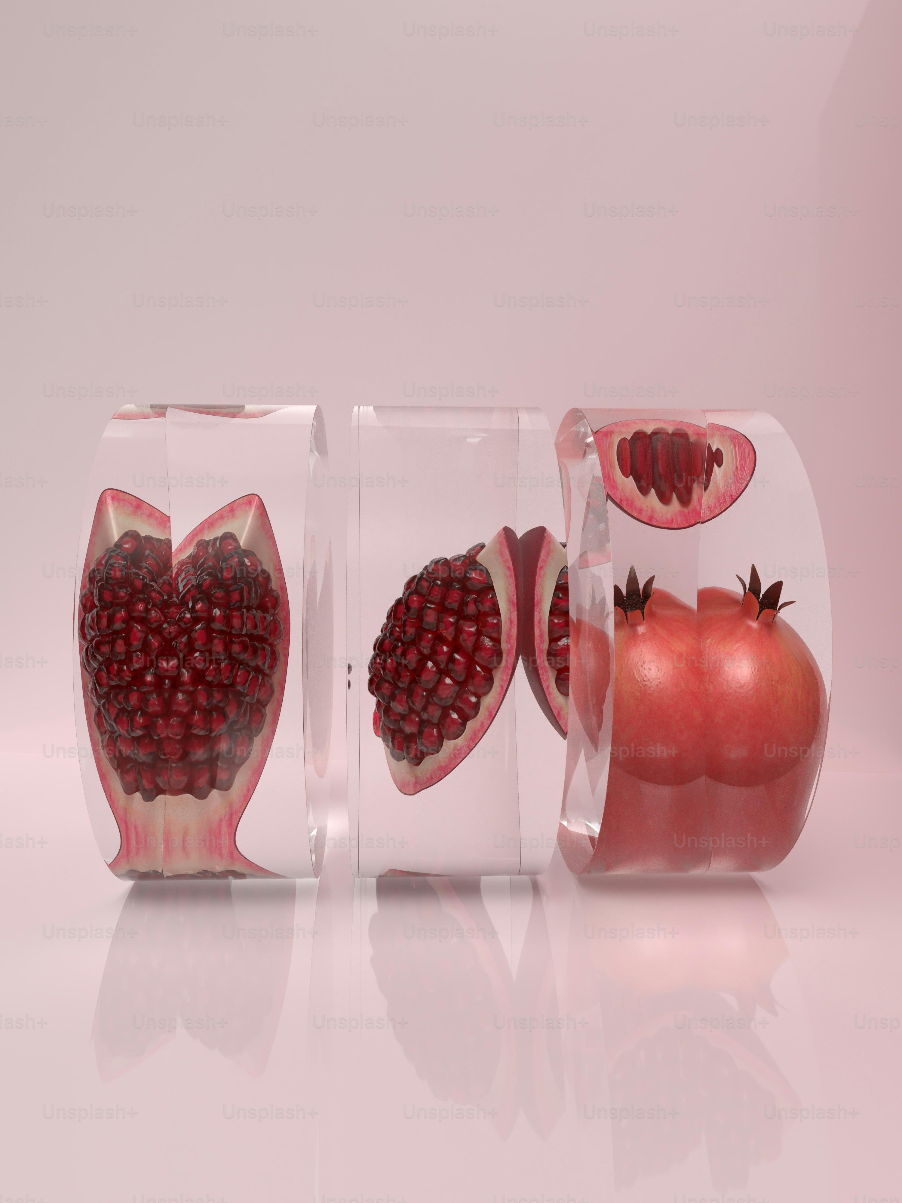 a couple of bags filled with pomegranate on top of each other