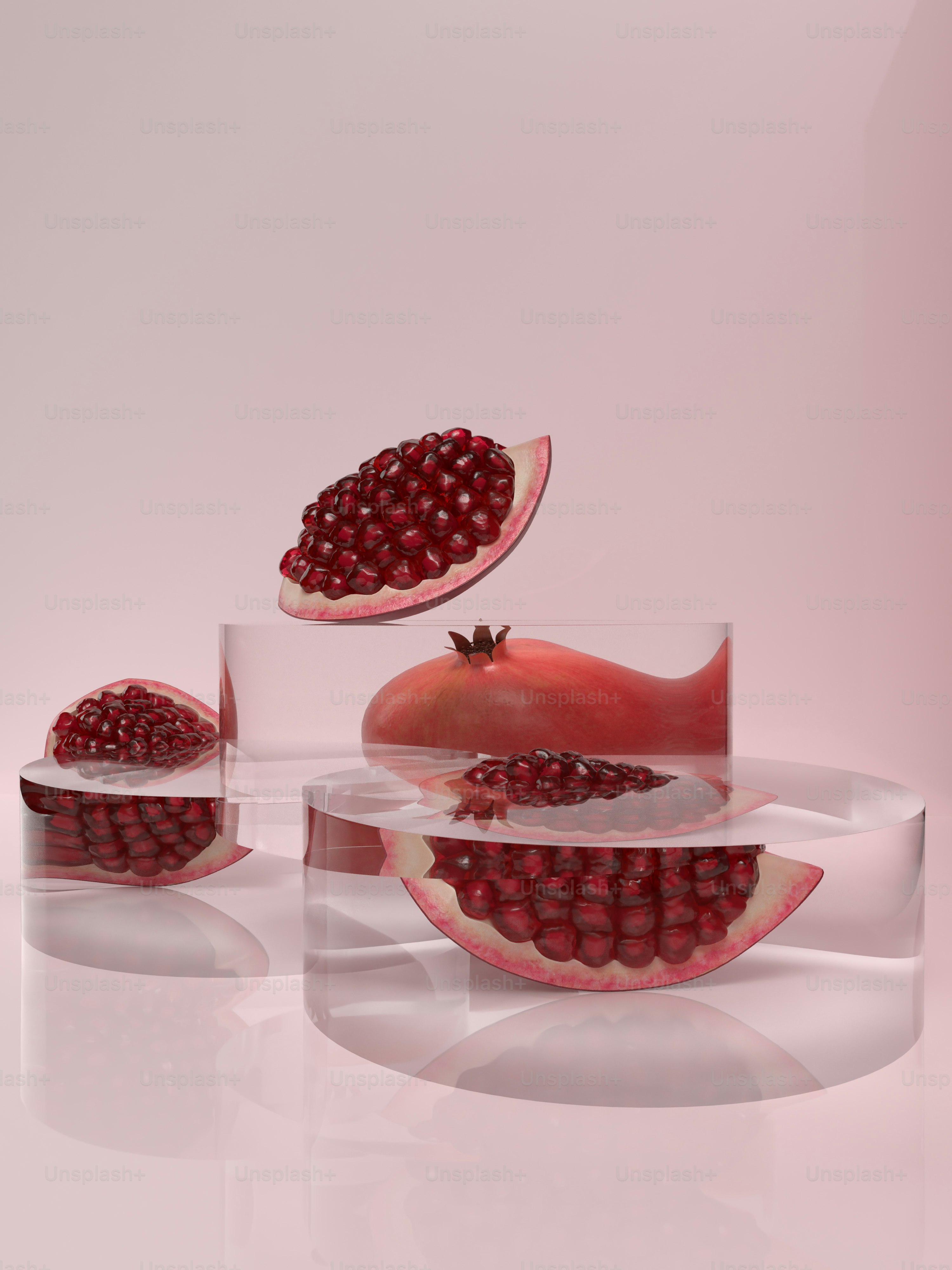 a group of pomegranates sitting on top of a table
