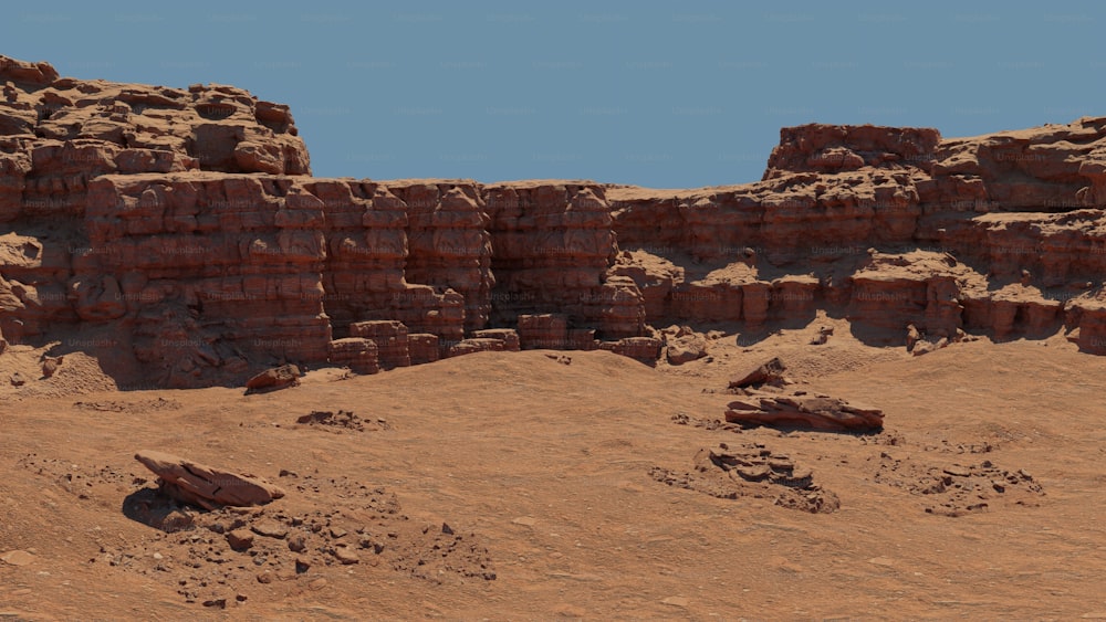 砂漠の真ん中にある岩の露頭