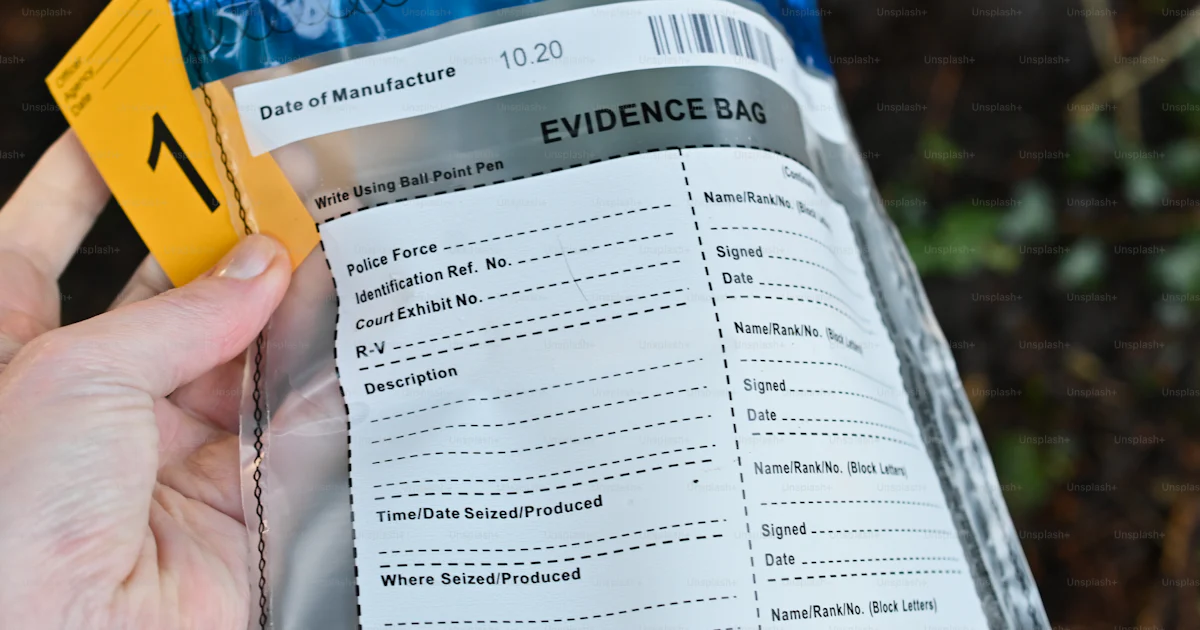 A person holding a yellow and black identification tag photo – Evidence ...