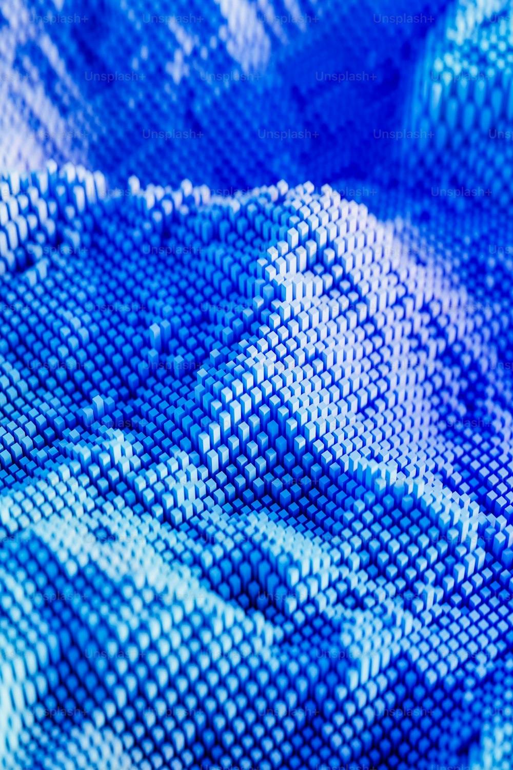 a close up of a blue and white cloth