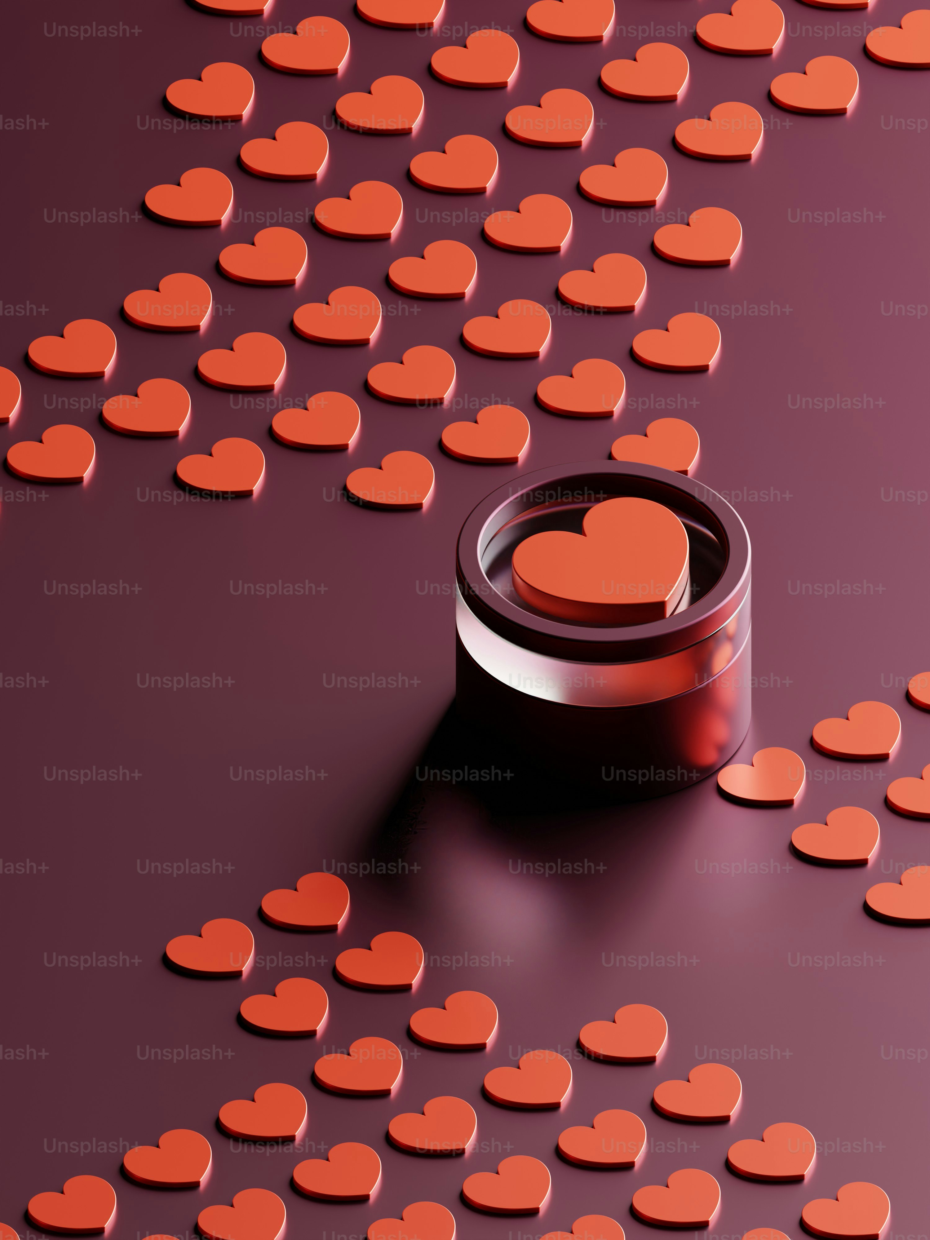 a ring with a heart on it surrounded by hearts