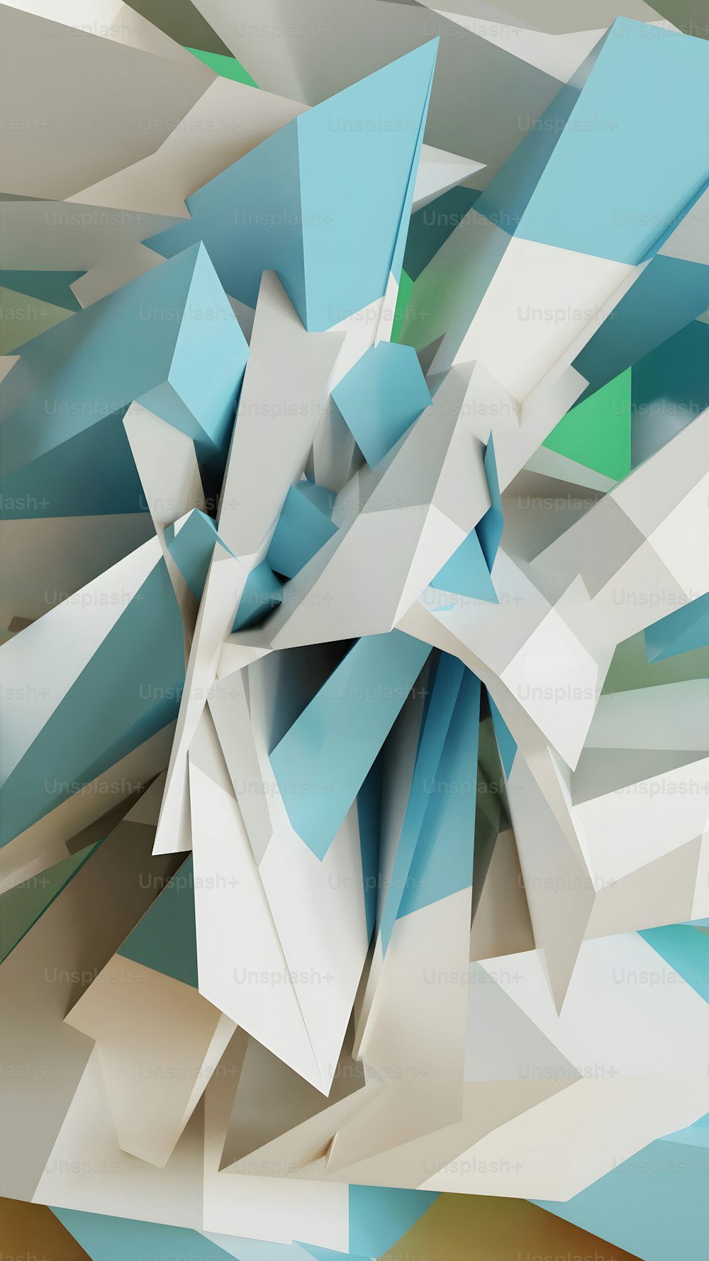 an abstract picture of blue and white shapes