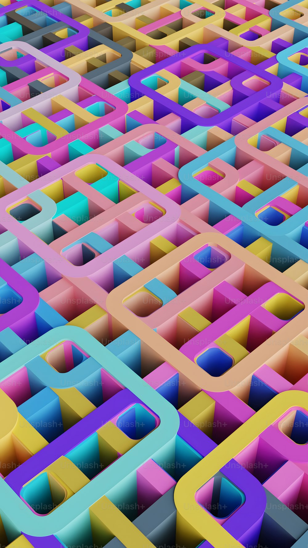 a very colorful pattern of squares and rectangles