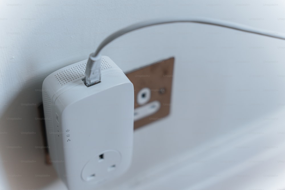 a close up of an electrical outlet on a wall