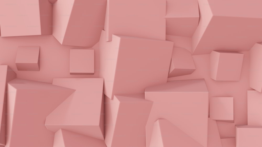 an abstract pink background with cubes and rectangles