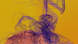 a computer generated image of hair on a yellow background