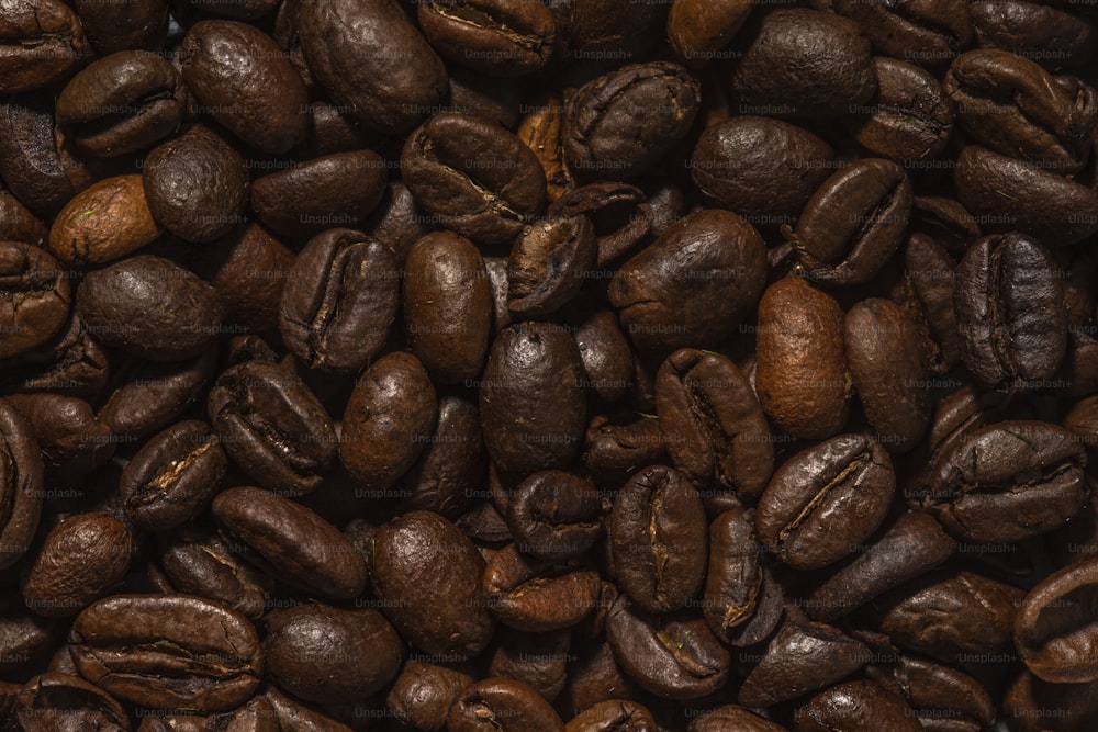a pile of roasted coffee beans