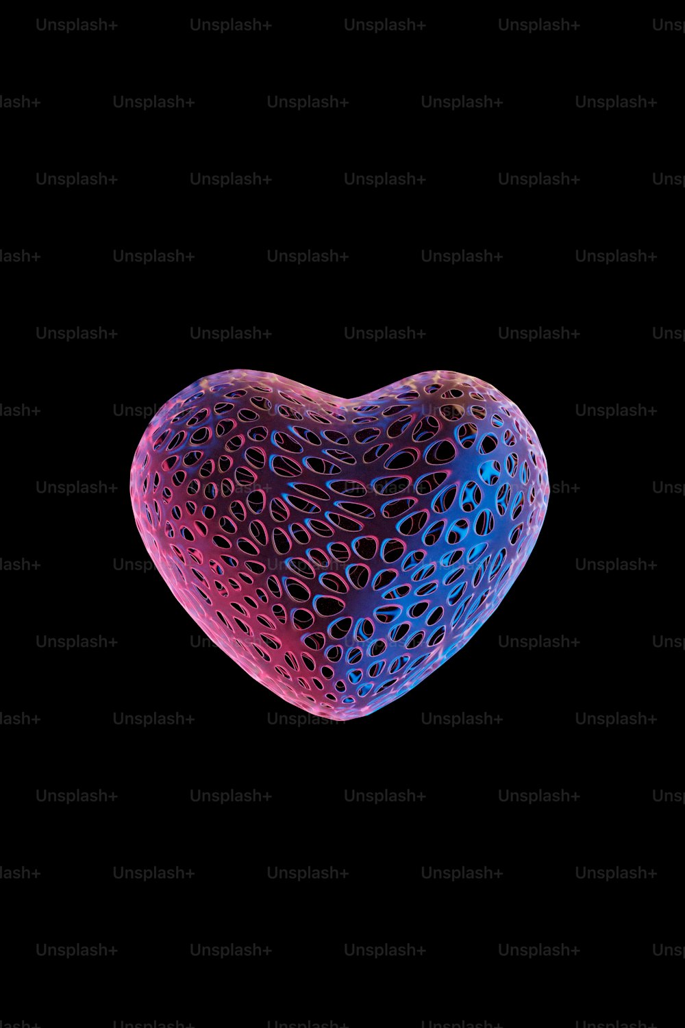 A blue and pink heart on a black background photo – Heart symbol ...