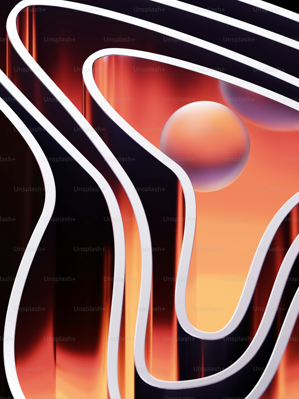 an abstract picture of a curve and a ball