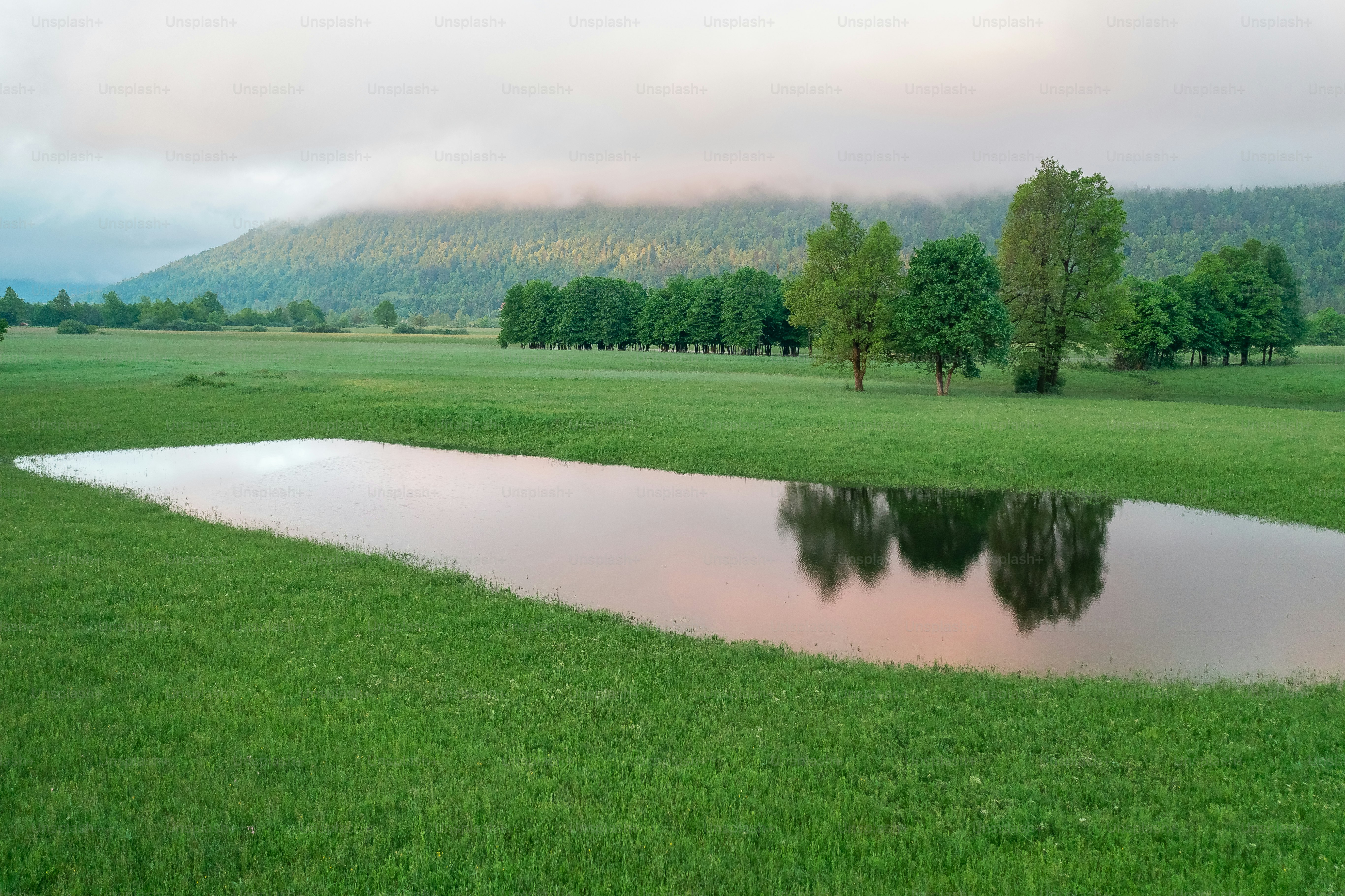 Flooded karst field after heavy spring rain.