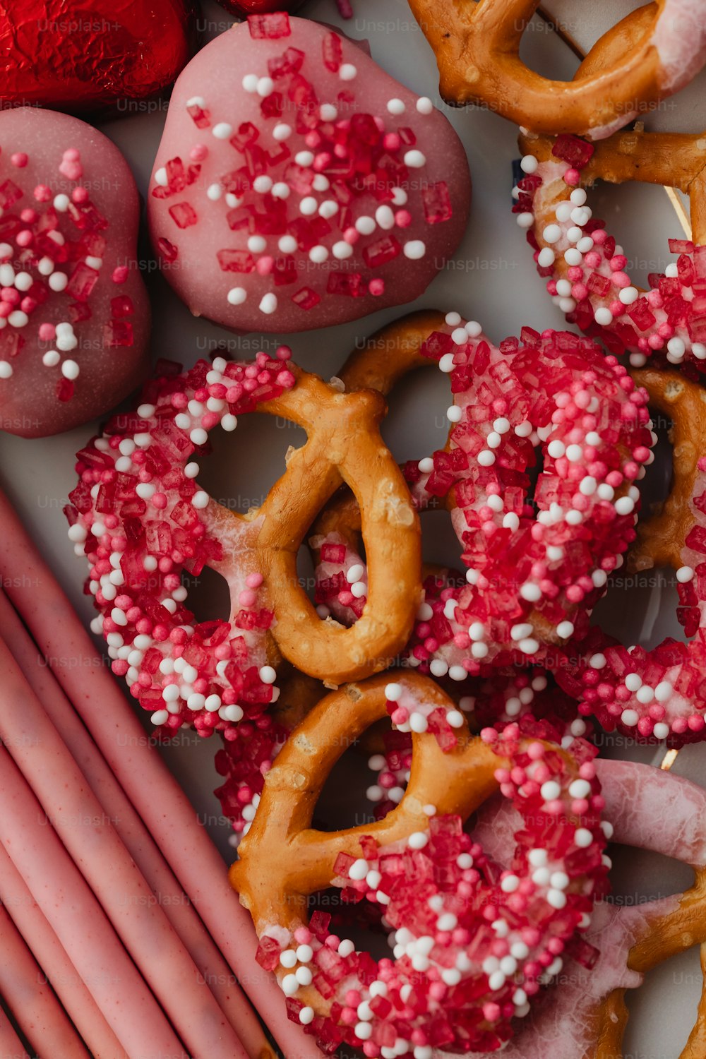 a box filled with lots of different types of donuts