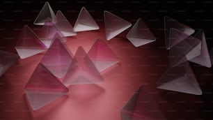 a group of triangular shapes on a red background