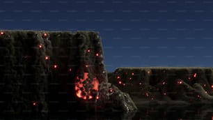 Una imagen generada por computadora de formaciones de lava en el océano