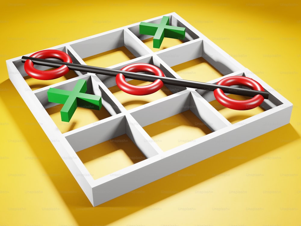 um jogo de tic - tac - toe é mostrado em uma caixa