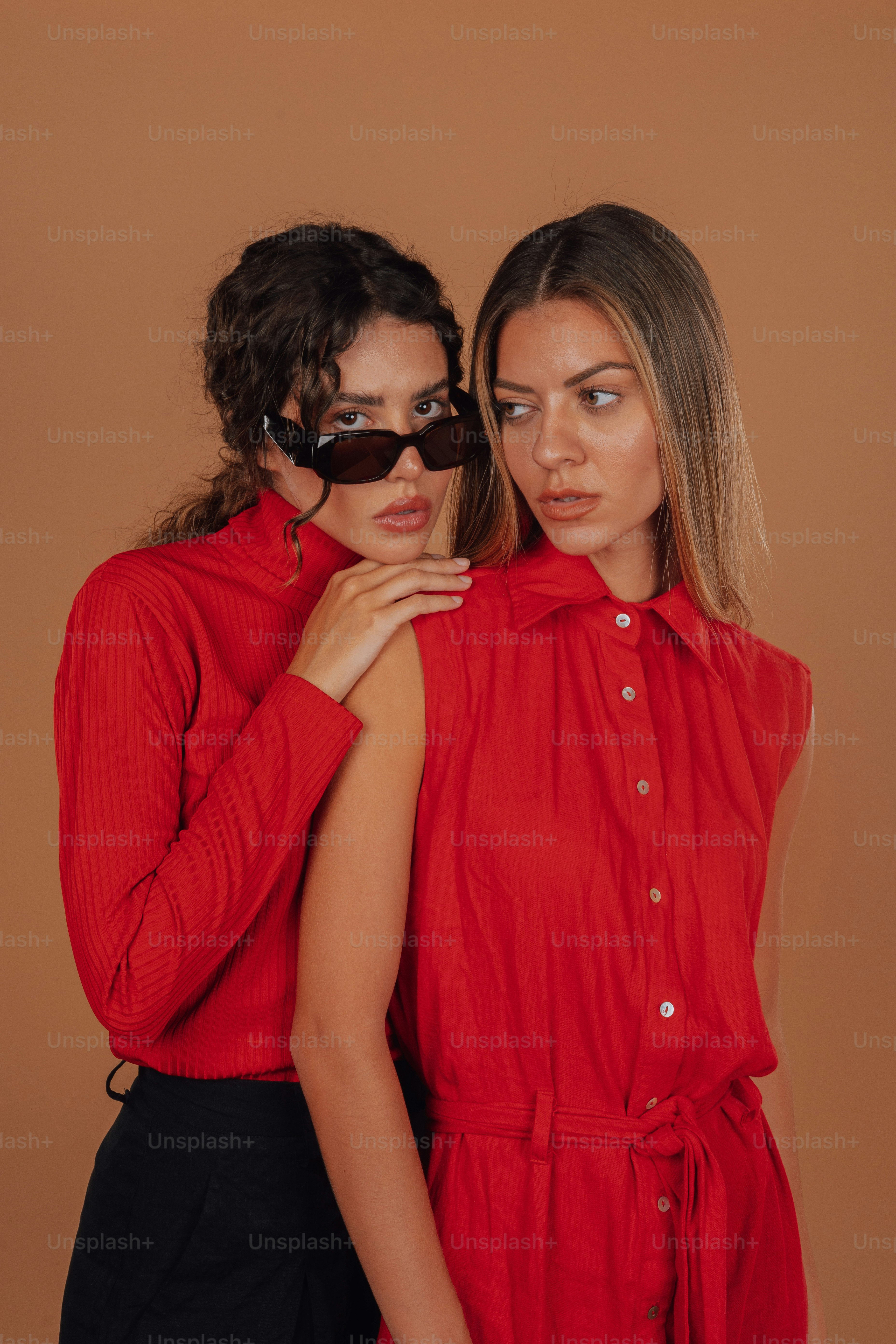 Two beautiful young women standing next to each other photo – Portrait ...