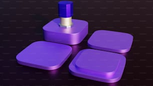 Un objeto cuadrado púrpura con un objeto blanco encima