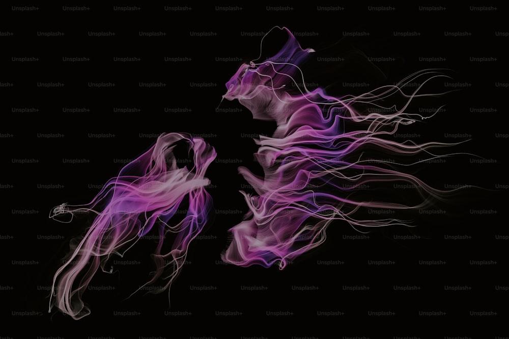 a black background with a purple and white smoke pattern